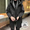 Jaqueta de Inverno Enbu Masculina com Capuz, Espessa e Quente, Comprimento Médio, Unissex, Moda Versátil, Casaco de Penas