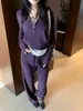 Sudadera con capucha corta para mujer, chaqueta casual con cremallera, cárdigan, top, pantalones largos de pierna ancha, conjunto de dos piezas
