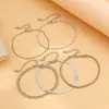 Joyería Transfronteriza Europea y Americana Tobillera de Plata Brillante Simple Hecha a Mano Tobillera de Cadena Multicapa con Borla