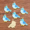 6 Tipos de Accesorios para Joyería DIY de Aleación Serie Animales Oro Kc Colgantes Esmaltados Encantos Lindos de Pájaros y Loros Multicolor