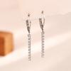 Pendientes Largos de Tira Completa con Diamantes, Elegante Estilo Socialité para Viajar, Fila de Aros de Diamante, Pendientes Geométricos de Zirconia Transfronterizos Europeos y Americanos para Mujer