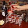 Soporte de acrílico transparente para copas de vino, 6 agujeros, para cócteles, vino, bandeja de bar, fiesta, tequila, copas de vino