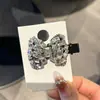 Grampo de Cabelo Exquisito com Laço Totalmente Cravejado de Diamantes Koreanos Clip para Cabelo Clip para Franja Acessório de Cabelo de Luxo Leve Clip Superior