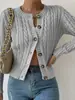 Suéter Personalizado de Fábrica para Mujer 2026 Otoño Invierno Nuevo Estilo Tejido de Cable Cuello Redondo Cardigan de Botones Manga Larga Ropa de Abrigo Prendas de Punto