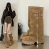 Botas de Cano Curto Marrons Retrô com Solado Grosso para Mulheres, Novidade Outono/Inverno 2026 Estilo Britânico Que Aumenta a Altura Botas de Motociclista para Mulheres Baixas, Botas Biker Doces e Descoladas