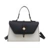 Bolso de Mano Vintage con Costuras en Color Contraste y Texto para Mujer 2025 Nuevo Simple Casual Moda Estilo Occidental Bandolera