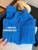 High-End Blue Half-Zip Woolen Top for Women in Autumn and Winter New Loose Casual Age-Reducing Half-Turtleneck Slimming Look Top