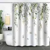 Cortina de Baño Verde Plantas de Amazon Cortina de Ducha Impermeable Antimoho Impresión Digital 3D Bosque de Flores Cortina de Baño Partición Sin Perforaciones