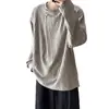 Moletom de Malha Estilo Old Money para Homens, Camiseta de Manga Longa Estilo Preguiçoso Americano para Outono com Sensação de Design, Camiseta Base Camada Interna em Viscose