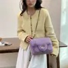 Hebilla de Cierre Única Bolso de Felpa Elegante Bolso de Hombro Cruzado de Felpa Nuevo Bolso Cuadrado Pequeño Otoño e Invierno Bolso Versátil de Felpa con Cadena
