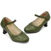 Zapatos Británicos Nuevos de Primavera y Otoño 2025 Hebilla de Encaje Quemado Zapatos de Boca Baja Tacones Gruesos 40-48 Zapatos de Comercio Exterior