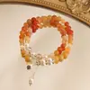 Pulseira de Cristal Natural DIY Feita à Mão Cristal de Cabelo Dourado Redondo Caixa Mágica Cristal Olho de Tigre Pulseira de Círculo Duplo Joias Populares Venda por Atacado