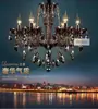 Candelabro de estilo europeo lámpara de cristal creativa negro gris sala de estar comedor retro simple estudio iluminación posmoderna dormitorio