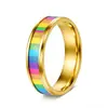 Joyería de Acero Inoxidable Más Vendida de Amazon en Europa y América, Anillos Neutros de Colores Arcoíris de 6 mm, Anillos de Pareja