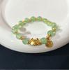 [Los más vendidos Grandes Explosiones] Pulsera Ping An Botón Anillo Verde Anillo de Mujer Cierre de Anillo Cuentas de la Suerte Regalo de Lujo Ligero