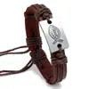 Pulsera de piel de vaca marrón trenzada vintage personalizada, joyería de gran venta transfronteriza, pulsera de moda europea y americana para hombre.