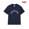 Camiseta de Algodón Pesado Moda Americana Transfronteriza Estampado de Letras Supreme Cuello Redondo Manga Corta Unisex Holgada Casual para Hombres y Mujeres