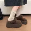 Zapatos de Felpa con Suela Gruesa para Aumentar la Altura para Mujer, Pantuflas de Punta Cerrada, Calzado de Exterior 2026 Otoño/Invierno Nuevos, Calzado Birkenstock Cálido Slip-on
