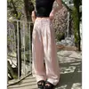 Pantalones de Lino Rosas para Mujer, Estilo Delgado de Verano, Nuevo Modelo 2026, Estilo Suelto y Casual, Tiro Alto, Pantalones de Pierna Ancha con Caída