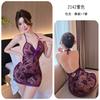 Noite Longa Intimidades Sexy Roxo Sexy Renda Pura Luxúria Camisola Tentação Cama-Livre Uniforme Qqny2142