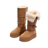 Botas de nieve cortas grises para mujer, nuevo estilo invierno 2026, de suela gruesa, que aumentan la altura, forradas de felpa, gruesas, de caña larga, cálidos zapatos de nieve de algodón
