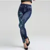 Leggings de punto de verano azul con estampado de mariposa tipo mezclilla transpirables de secado rápido pantalones cortos ajustados leggings que realzan la cadera
