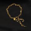 Pulsera de acero de titanio con borlas brillantes y lujosas para mujer, oro de 18 quilates, multicapa, estilo francés, con sombra de agua de lago, exquisita pulsera combinable.