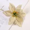 Simulación de cinco esquinas Decoraciones de flores de Navidad Accesorios decorativos DIY para el hogar Material de plástico y franela Flores decorativas de Navidad