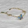 26 Novos Modelos de Anéis de Borboleta Azul Lápis Lazúli, Anel Aberto da Sorte Estilo Van Cleef Ouro V, Artesanato de Precisão CNC, Banhado a Ouro 18K, Conserva a Cor