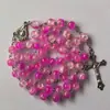 Collar de Rosario con Cuentas Rojas Crackeladas de 8 mm 62036869
