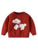 Suéter de Tricô para Meninas com Laço e Cachorrinho 100% Algodão Suéter para Bebê Classe A Outono/Inverno Top Espesso e Macio para Meninas