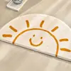 Tapete de Caxemira para Quarto com Rosto Sorridente Cartoon Tapete para Porta de Banheiro e Vaso Sanitário Tapete Espesso Antiderrapante Absorvente Tapete de Cabeceira