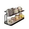 Portavasos de Doble Capa Rejilla Drenadora para Tazas Estante de Almacenamiento para Tazas de Agua, Té y Café Mesa de Comedor Encimera Aparador