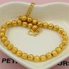 Pulseira de contas foscas banhadas a ouro latão, pulseira eletrogalvanizada a vácuo, joias de ouro de imitação, pulseira feminina versátil de contas de Buda