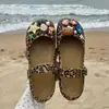 Novas tamancas de praia KT Cat com tema oceânico e floral, estilo Mary Jane, fofas e removíveis