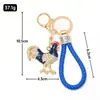 Chaveiro de Frango Zodiacal Cravejado de Diamantes com Pingente de Tecelagem de Corda Vermelha, Acessório de Boa Sorte e Prosperidade, Corrente de Chaveiro Pequeno para Presente