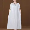Nuevo Vestido de Algodón Elegante para Mamás de Mediana Edad, Verano con Dobladillo Ancho Talla Grande Vestido Largo de Rayón para Mujeres de Mediana Edad y Mayores