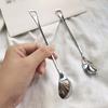 Cuchara Larga con Forma de Corazón para Niña, Cuchara para Condimentos, Cuchara Larga para Revolver Bebés, Cuchara para Postre, Linda Cuchara Larga