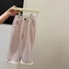 Calça Moletom de Renda Coreana para Meninas Estilo Novo de Primavera, Calça Casual Versátil e Fashion para Crianças, Roupa Infantil da Moda