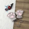 Guantes transfronterizos invierno lindo gato de dibujos animados dedos expuestos garra de gato guantes cálidos engrosados pata de oso esponjosa medio dedo mano