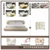 Cama de abraço moderna minimalista em tecido de algodão e linho, cama de luxo leve estilo creme para quarto principal, cama macia de designer escandinavo famosa na internet