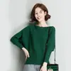 Blusa Feminina de Manga Morcego Outono Nova Versão Coreana Versátil Solta Manga Morcego Ombro a Ombro Camiseta de Tricô Cinza Tamanho Único