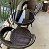 Conjunto de Mesa e Cadeira Pequena para Lazer na Varanda Mesa de Centro Conjunto de Três Peças Cadeira de Rattan Mesa de Chá e Cadeira Combinação Mesa de Chá para Pátio Externo Uma Mesa e Duas Cadeiras
