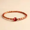 Pulsera de madera de durazno con nudo de bambú y calabaza para la riqueza, grabada con flores de ciruelo y cinabrio, un amuleto de la suerte para hombres y mujeres en su año zodiacal, trayendo éxito y progreso continuo