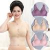 Sujetador brillante con hebilla frontal para mujeres de mediana edad y mayores, ropa interior de algodón, talla grande, sin aros de acero.