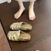 Medias Pantuflas Cerradas de Punta Tejidas Huecas de Suela Gruesa para Mujer, Verano 2026 Nuevo Estilo Slip-On Sandalias Casuales Retro Perezosas