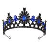 Corona para el Cabello Nupcial Europeo y Americano Tocado Cruzado de Venta Caliente Transfronteriza Cumpleaños Pedrería Corona Oscura Disfraz de Halloween Accesorios Barrocos