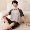 Pijama Popular de Modal para Hombre Verano Manga Corta Shorts Adolescentes Pueden Usar Color Sólido Delgado Conjunto de Ropa para el Hogar