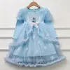 Vestido de Princesa Elsa para Meninas, Vestido de Outono 2026 Novo Modelo, Vestido Super Fofo de Manga Longa para Bebês, Vestido Rodado Infantil