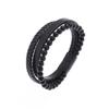Pulsera de Cuero con Cuentas Heladas Naturales Nuevas de Acero Inoxidable Pulsera de Acero de Titanio Joyería para Hombres Joyería con Cuentas Joyería Europea y Americana